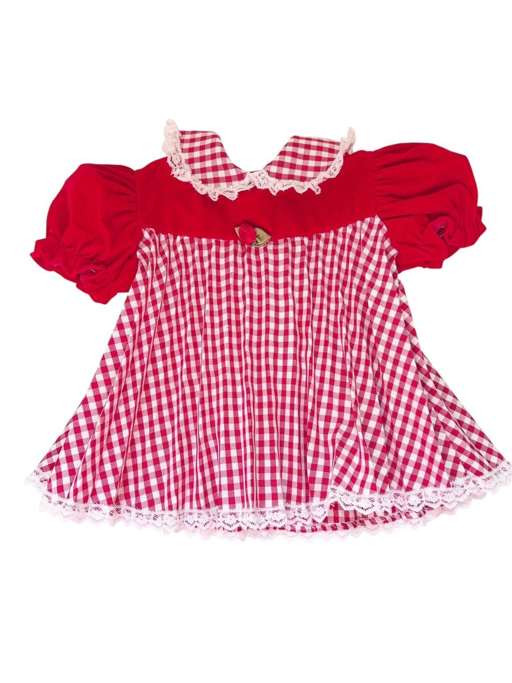Hand Crafted Vintage Red and White Gingham Girls' Formal Dress Pleated Skirts